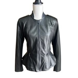 G.I.L.I. black faux leather peplum jacket size 4/6